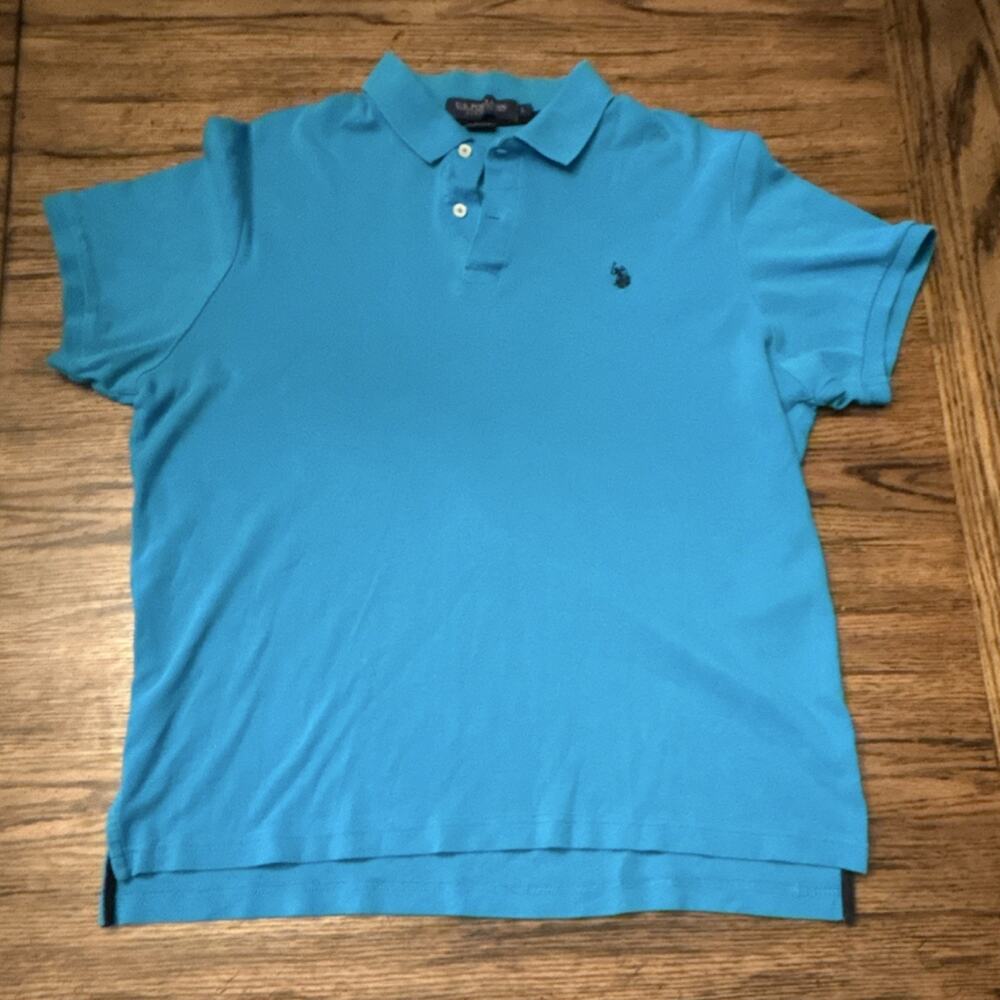 U.S. Polo Assn. Men's Blue Polo Shirt Short Sleeve 100% Cotton Logo Size L